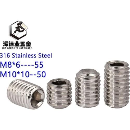 DIN916 Set Screw GB80 M8 M10 316 Stainless Steel Inner Hex Hexagon Socket Concave Point End Grub Screws