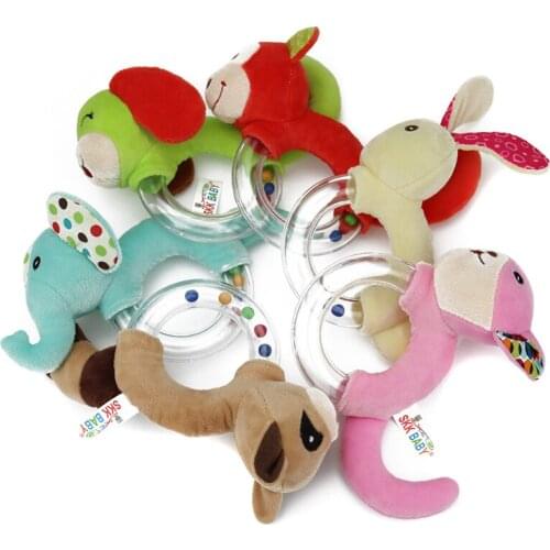 New Animal Baby Plush Toy Cat/Puppy/Elephant/Rabbit/Bear/Monkey Rattle Baby Listening Grip Sensory Hand Bell Appease Gift