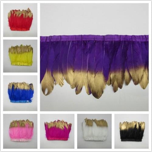 Wholesale 4 Meter/Lot Dyed Gray Goose Feather Trims Real Geese Feather Fringes Ribbons Dress Belt decorative Clothing