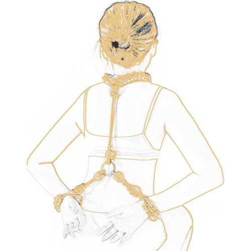 Adult Games Slave Back Collar Handcuffs BDSM Bondage Rope Handcuffs Neck Hand Restraints Cuffs Erotic Sex Toys for Women Couples