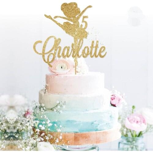 Personalize Ballerina cake topper Ballerina topper gold glitter cupcake topper Ballerina invite Ballerina Party Decorations