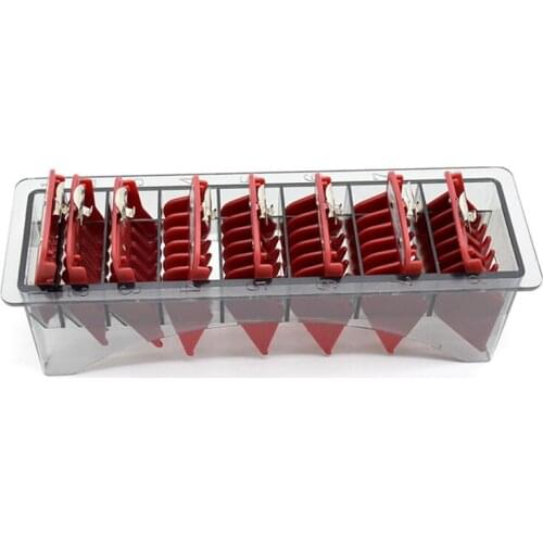 For WAHL 8Pcs Professional Cutting Guide Comb Set Universal Oil Head Gradient Red Limit Comb With A Plastic Storage Box