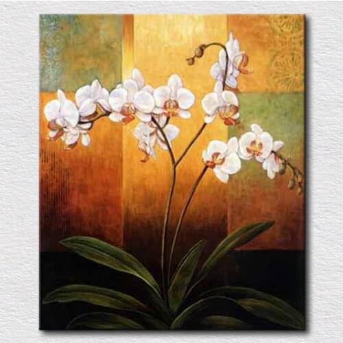 Handpainted Art Paintings White Flowers on Canvas for Home Decor Oil Painting Wall Pictures Pictures for Best Gift High Quality