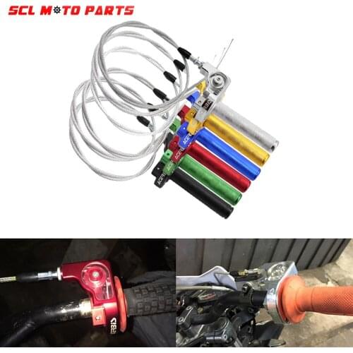 ALconstar-Racing Motorcycle Grips Settle Twist Throttle Clamp 7/8'' 22mm With Throttle Cable For Dirt Pit Bikes ATV Offroad Quad
