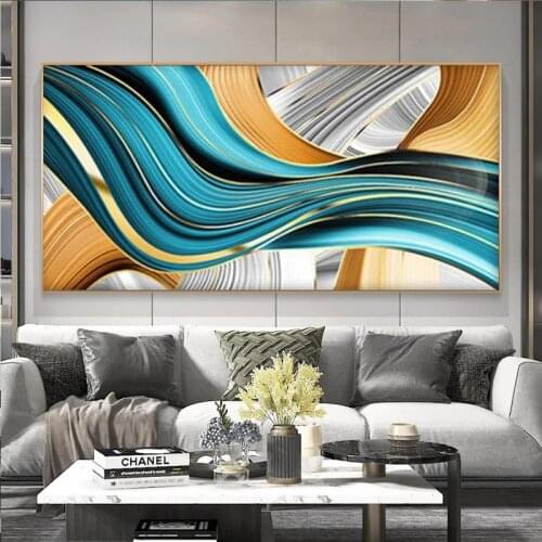 Nordic Modern Canvas Oil Painting Abstract Ribbon Poster Printing for European Classical Living Room Bedroom Wall Decoration