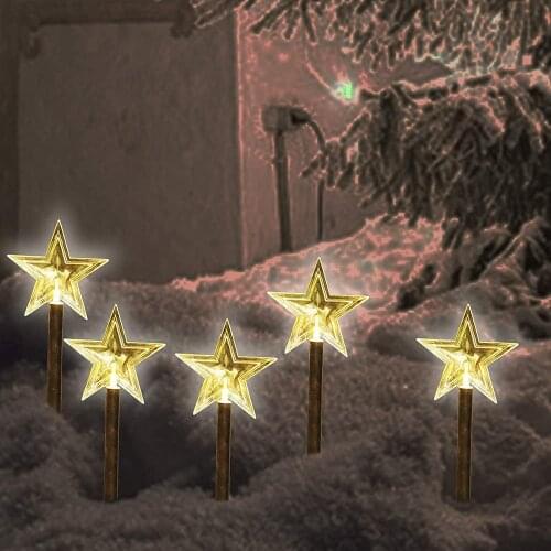 Solar Lawn Lights Outdoor Waterproof Pathway Light Lovely Star Snowflake Christmas Tree Lamps Decorative For Yard Garden Terrace