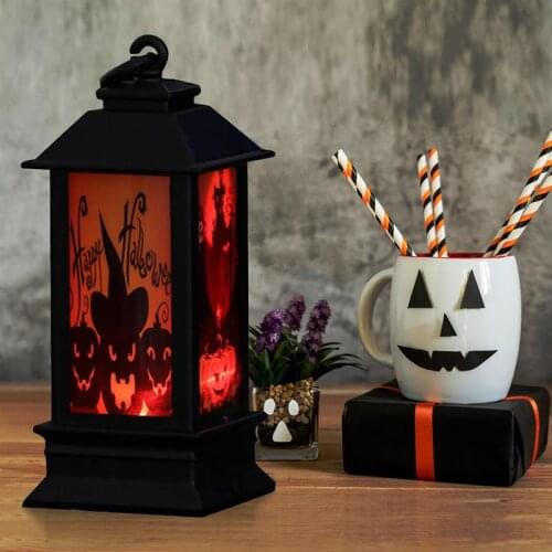 Halloween LED Lantern Lights Vintage Castle Pumpkin Ghost Hanging LED Lantern Lamp Halloween Party Decorative Candles Light
