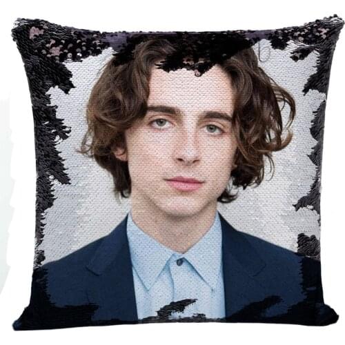 Timothee chalamet Sexy Sequin Pillowcase, Magic Reversible Sequin Pillow Cover Decorative Throw Pillowcase Funny Pillow
