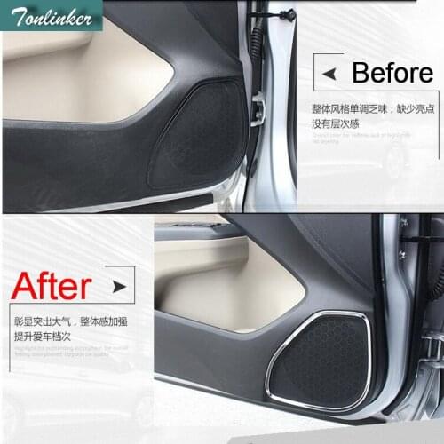 Tonlinker 4 PCS Car DIY NEW stainless steel the door speaker light box cover case Stickers for HONDA GERIZ 2015 accessories