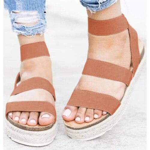 Dropshipping Platform Sandals Women Shoes Summer for Beach Rome Style Striped Large Size Gladiator Sandalias Mujer 2019 XKD4076