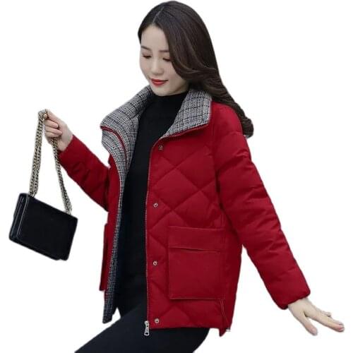 2021 New Ladies Cotton Coat Thicken Down Cotton Ladies Jacket Lapel Casual Winter Lady Zipper Single-Breasted Outerwear