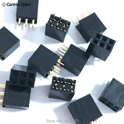 10PCS 2x3 6 Pin 2.54mm Double Row Female Straight Header Pitch Socket Pin Strip 2*3 Pin Outlet