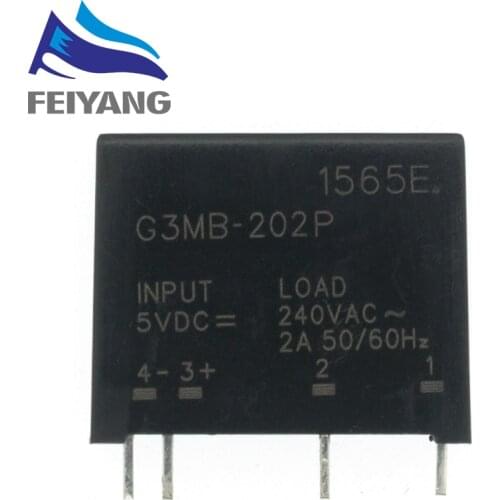 10pcs Solid state relay G3MB-202P-5VDC G3MB-202P-5V G3MB-202P DC-AC PCB SSR In 5VDC,Out 240V AC 2A