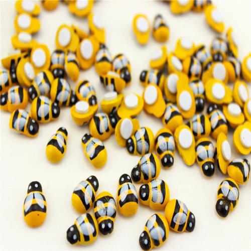 100PCS/Lot Mini Bee Wooden Ladybug Sponge Self-adhesive Stickers Fridge wall Scrapbooking Home Decoration