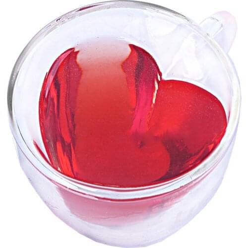 180/240ml Heart Love Shaped Mug Cup for Milk Lemon Juice Drinkware Coffee Cup Creative Gift Wall Glass Heat-Resisting Drinkware