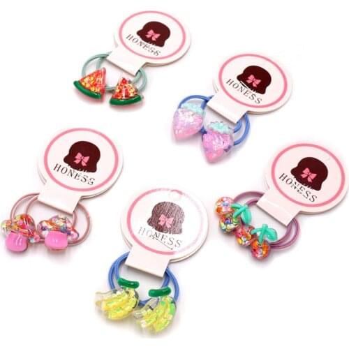 2PCS New Cute Mushroom Fruits Princess Headwear Kids Elastic Hair Bands Children Ropes Girls Accessories Baby Headdress