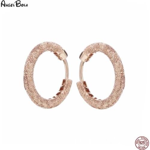 2019 Spring Authentic 925 Sterling Silver Matte Brilliance Europe Hoop Earrings For Women Bead Charm Gift DIY Jewelry