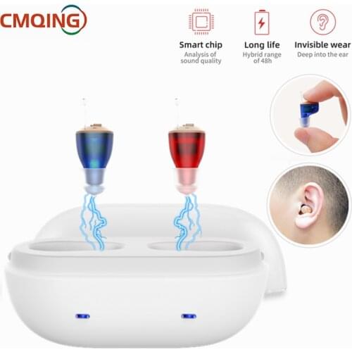 2021 High-End Invisible Hearing Aid Rechargeable 4 Channel Digital Hearing Aids No-Noise Intelligent Deafness Audifonos 1 Pair