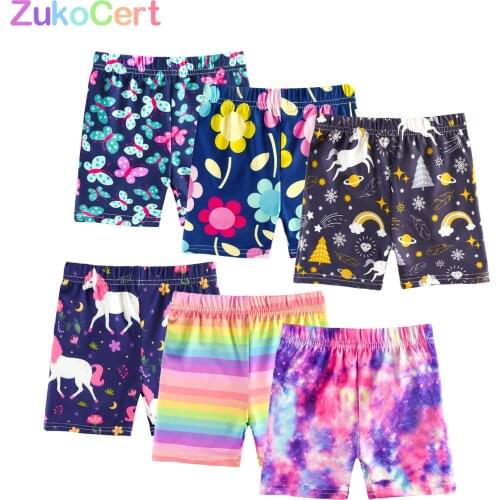 3pc Summer Kids Girls Shorts Pants for 4-10 Year Children Underpant Safty Shorts Pant Girl Print Short Beach Pants Soft Leggings