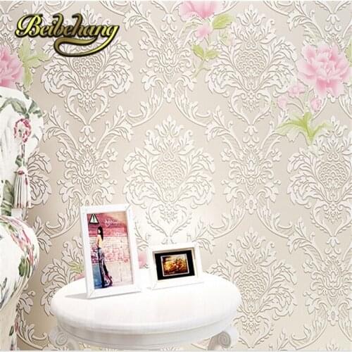 Beibehang 3D three-dimensional relief of European non-woven wallpaper warm living room bedroom garden papel de parede
