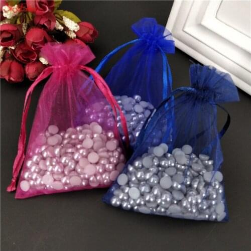 50pcs Organza Bags Tulle Jewelry Pouches Christmas Wedding Favor Candy Gift Packaging Bag Tulle Fabric 2021 5z