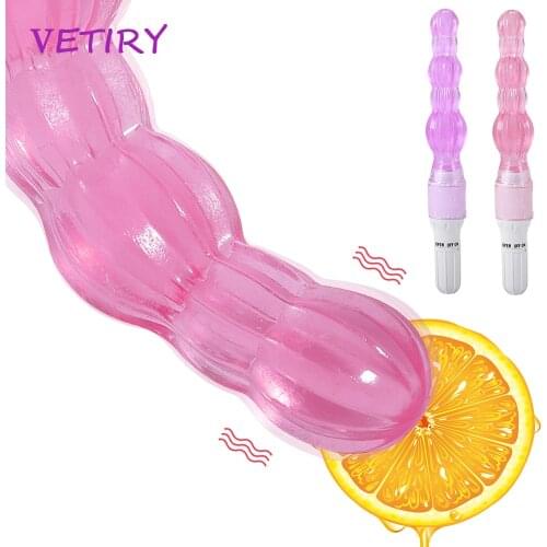 VETIRY Jelly Anal Plug Vibrator Dildo Penis Anus Vagina Stimulator Butt Plug Multi-speed G-spot Massage Sex Toys For Women Men