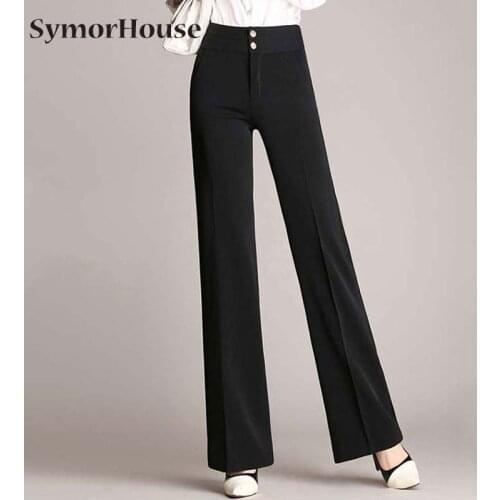 Women New Casual Wide Leg Pants Spring Autumn Fashion Plus Size Loose Trousers High Waist Buttons Office Pants XXXXL