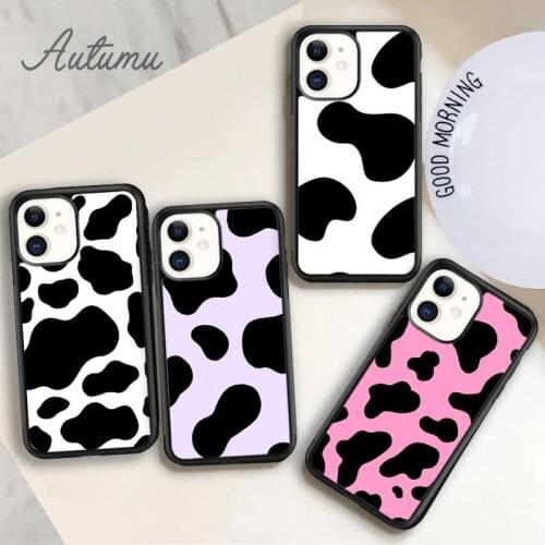 Cow Skin Pattern Phone Case for iPhone 11 12 Pro Max mini X XR XS SE 2020 5 6S 7 8 Plus Samsung Galaxy S8 S9 S10 Cover shell