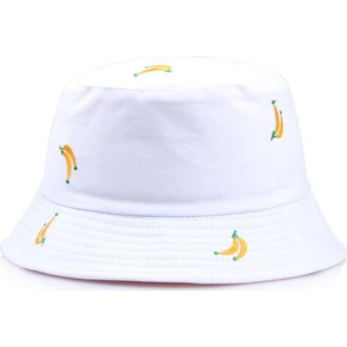 Double Sided Panama Bucket Hat Men Women Summer Fishing Cap Banana Grape Strawberry Print Sun Protection Hat Hip Hop Gorros