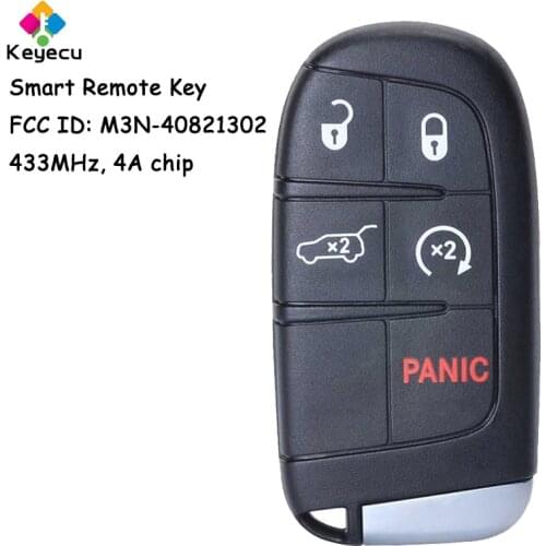 KEYECU Smart Remote Car Key With 5 Buttons 433MHz 4A Chip - FOB for Jeep Compass 2017 2018 2019 2020 FCC# M3N-40821302 68250343