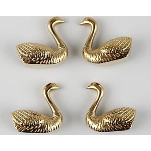 Creative Brass Swan Shape Cabinet Handle Drawer Pulls Knobs For Wardrobe European Furniture Door Knob Gold Brass