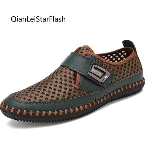 Summer Men outdoor Shoes Casual Mesh Slip On Loafers Men Breathable Shoe Sturdy Sole Men Sneakers Light Shoes Men Waterproof