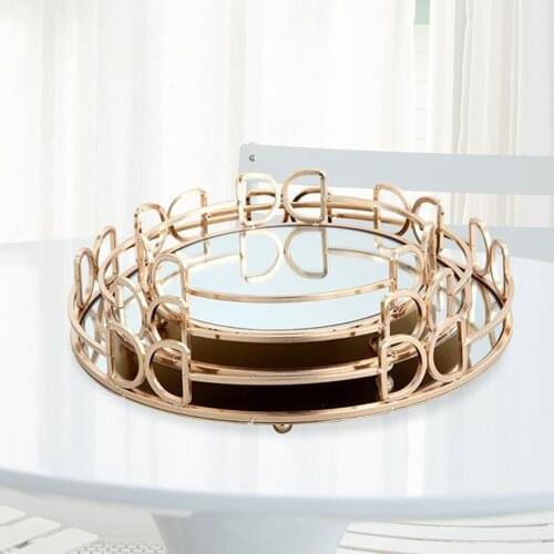 Round Plate Mirror Decorative Cosmetics Candle Coffee Table Serving Vanity Tray Jewelry Perfume Organizer for All Occasions