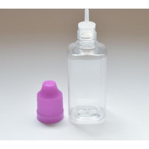 1pcs 30cc Square Plastic Bottle with Childproof Cap Empty PET Clear Hard 30ml Plastic Dropper Bottles for E liquid Vial