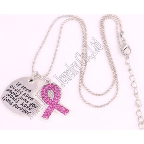 Ribbon with sparkling crystals and " if love could have saved you,you would have lived forever "heart pendant necklace