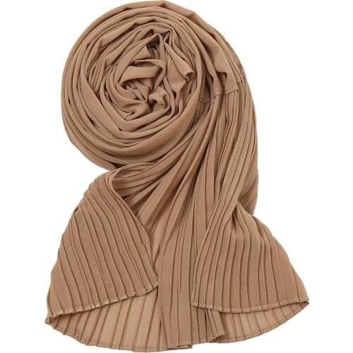 Hot Selling Plain Bubble Chiffon Hijab Scarf Patchwork Wrinkle Women Shawl Muslim Turban Head Wrap Headband Solid Color Scarves