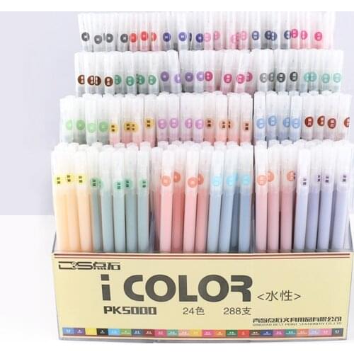 12/24/36 Colors Fiber Art Marker Pen Watercolor Water Based 0.3MM Fine Pen Painting Brush Drawing School Supplies