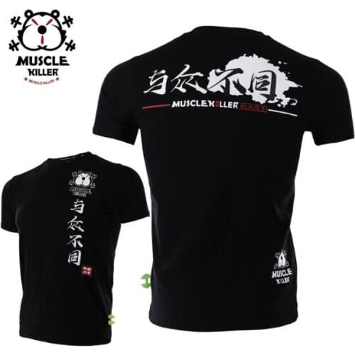 Muscle killer summer mens fashionable cotton sport casual T-shirt running training fitness short sleeved bottom jacket