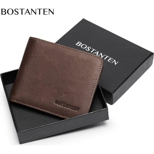 Bostanten Mens Genuine Cowhide Leather Wallets 2018 New RFID Blocking Multi-card Slots With a Gift Box