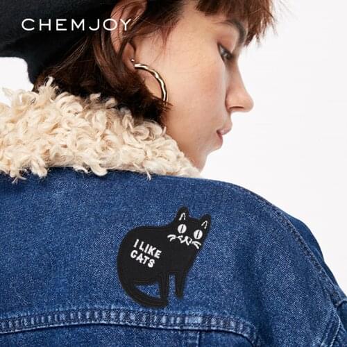 Iron on Black Cat Patch for Clothing Embroideried Anime Patches Sew Applique Jeans Jacket Patches for Backpacks Clothes Sticker