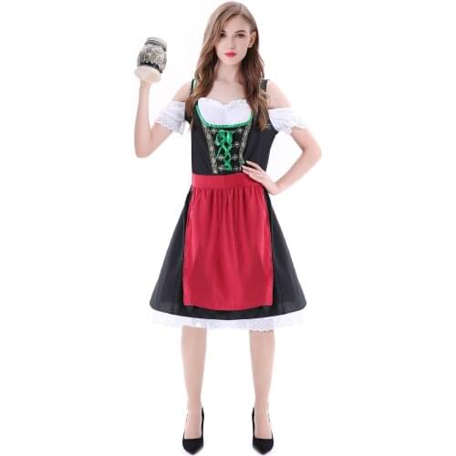 Germany Oktoberfest Dirndl Waitress Costume Halloween Bavarian Carnival Party Cosplay Beer Girl Maid Fancy Dress Munich Carnival