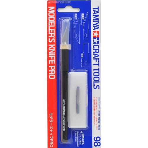 Tamiya 74098 Modelers Knife Pro Craft Tools 3 Straight Blades + 2 Curved Blades + 2 Chisel Blades