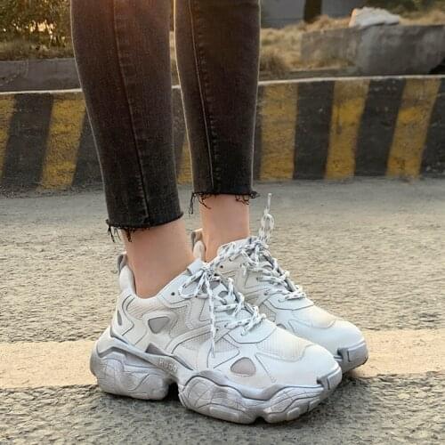 QZYERAI Brand New Style Women Shoes Vulcanized Shoes Cowhide Comfortable Leisure Sports Shoes Running Shoes Platform Sneakers