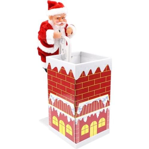 Santa Claus Climbing Chimney Doll Electric Toy With Music Children Kids Christmas Gifts New Year Gifts Decoration Ornaments Toy