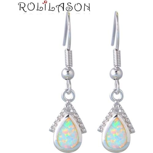Charismatic Fashion 2016 New Sterling Silver Overlay White Fire Opal earrings Cute jewelry OE575