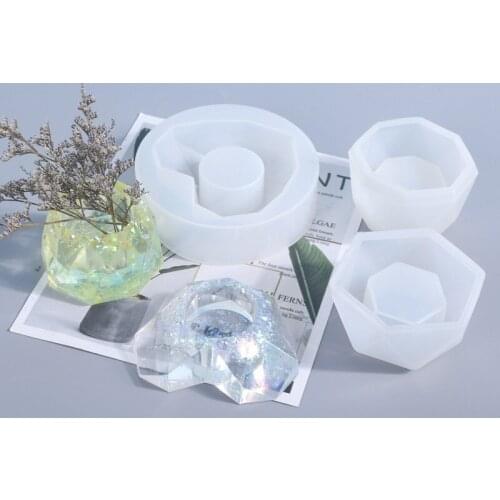 Silicone Plant Pot Molds Form Arts Craft Polygonal Casting Moulds DIY Succulent Flowerpot Clay Mold 3 Styles Concrete Mould