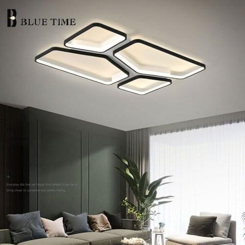 Rectangle Modern Led Chandelier Black White Surface mount Chandelier Lamp for Living room Bedroom Dining room Kitchen Led Lustre