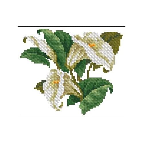 High Quality Lovely Counted Cross Stitch Kit White Calla Lily Lilies Flower Bouquet