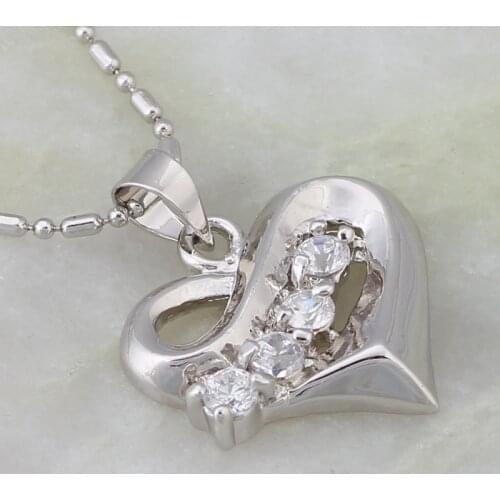 Heart Jewelry Silver Color White CZ Necklaces & Pendants Fashion Jewelry AJP088