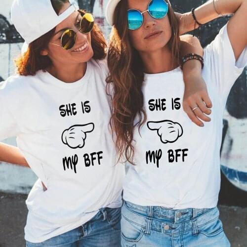 She Is My BFF T-shirts for Women Best Friend Print Harajuku Kawaii Womens Clothing Finger Female T-shirt